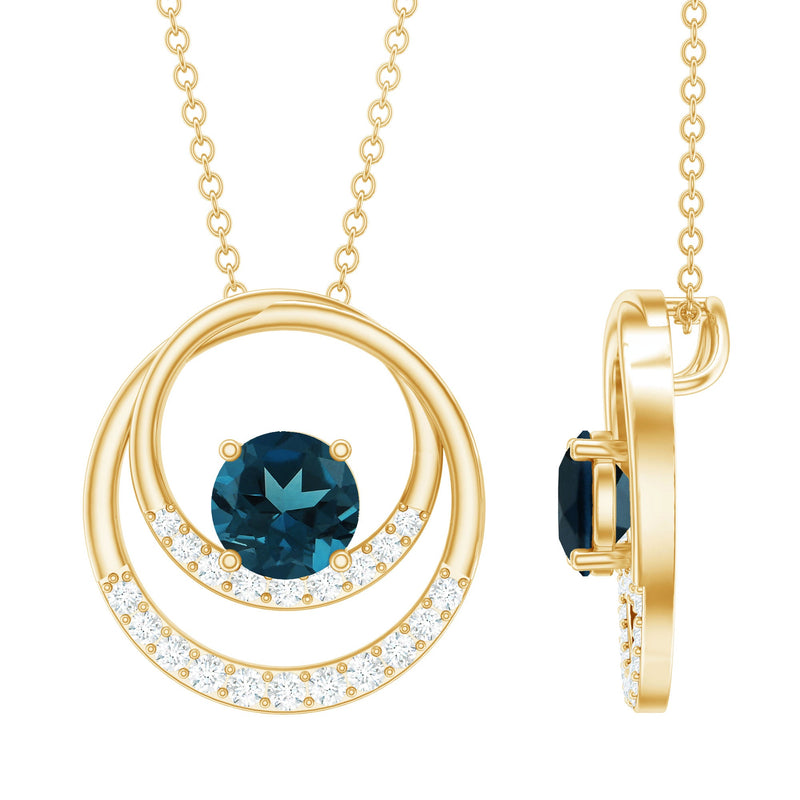 Real London Blue Topaz and Diamond Pendant