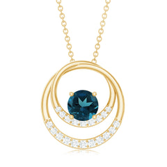 Real London Blue Topaz and Diamond Pendant