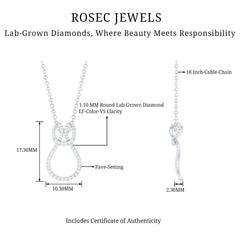 Certified Lab Grown Diamond Infinity Love Knot Necklace For Her