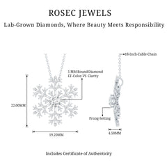Lab Grown Diamond Snowflake Winter Necklace