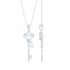 Certified Lab 5X7 MM Pear Shaped Diamond Key Pendant
