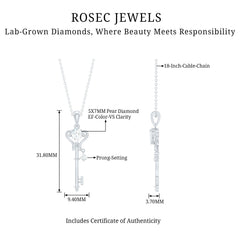 Certified Lab 5X7 MM Pear Shaped Diamond Key Pendant