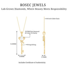 Certified Lab 5X7 MM Pear Shaped Diamond Key Pendant
