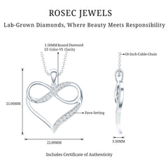 Certified Lab Grown Diamond Infinity Heart Necklace For Women