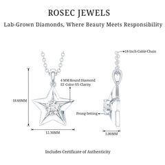 Certified Lab Grown Diamond Star Pendant Necklace For Her