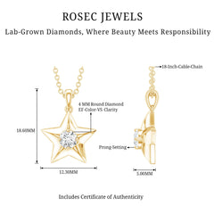 Certified Lab Grown Diamond Star Pendant Necklace For Her