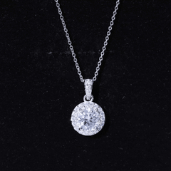 Certified 2 Carat Lab Grown Diamond Halo Pendant Necklace