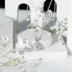 Certified 2 Carat Lab Grown Diamond Halo Pendant Necklace