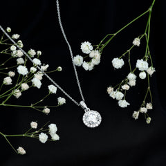 Certified 2 Carat Lab Grown Diamond Halo Pendant Necklace