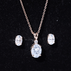 Certified Oval Shaped Lab Grown Diamond Bridal Jewelry Set