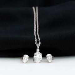 Certified Oval Shaped Lab Grown Diamond Bridal Jewelry Set
