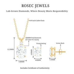 Certified Oval Shaped Lab Grown Diamond Bridal Jewelry Set