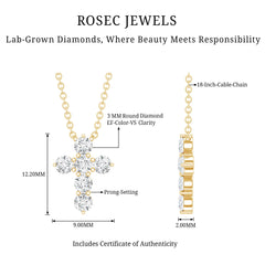 Lab Grown Diamond Religious Cross Pendant Necklace