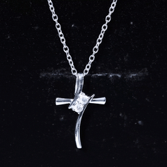 0.14 CT Lab Grown Diamond Cross Necklace (Hidden Bail)
