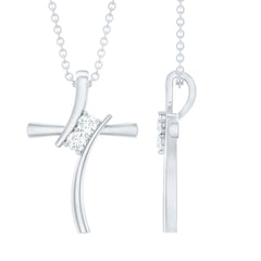 0.14 CT Lab Grown Diamond Cross Necklace (Hidden Bail)