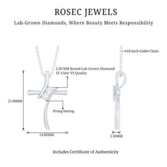 0.14 CT Lab Grown Diamond Cross Necklace (Hidden Bail)