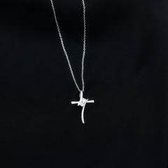 0.14 CT Lab Grown Diamond Cross Necklace (Hidden Bail)