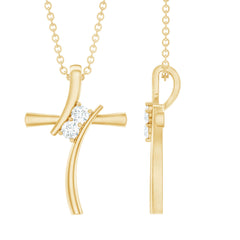 0.14 CT Lab Grown Diamond Cross Necklace (Hidden Bail)