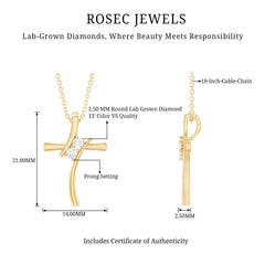0.14 CT Lab Grown Diamond Cross Necklace (Hidden Bail)