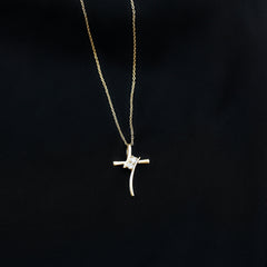 0.14 CT Lab Grown Diamond Cross Necklace (Hidden Bail)