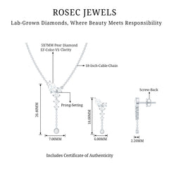Certified Lab Grown Diamond Designer Necklace and Earrings Set