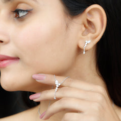 Certified Lab Grown Diamond Designer Necklace and Earrings Set