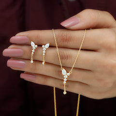 Certified Lab Grown Diamond Designer Necklace and Earrings Set