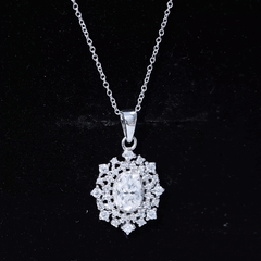 5X7MM Oval Lab Diamond Double Halo Bridal Pendant