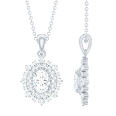 5X7MM Oval Lab Diamond Double Halo Bridal Pendant