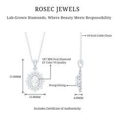 5X7MM Oval Lab Diamond Double Halo Bridal Pendant