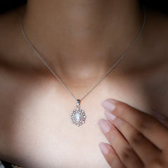 5X7MM Oval Lab Diamond Double Halo Bridal Pendant