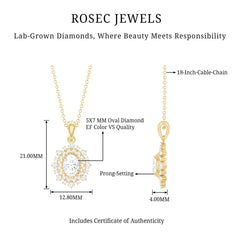 5X7MM Oval Lab Diamond Double Halo Bridal Pendant