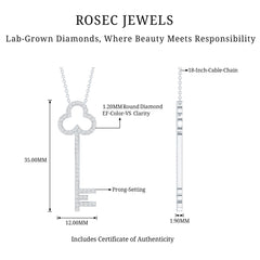 Certified Lab Grown Diamond Key Necklace For Women