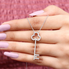 Certified Lab Grown Diamond Key Necklace For Women