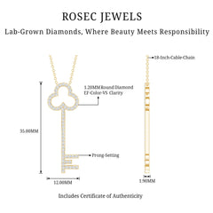 Certified Lab Grown Diamond Key Necklace For Women
