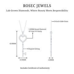 Lab Grown Diamond Key To My Heart Pendant Necklace