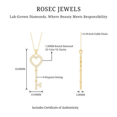 Lab Grown Diamond Key To My Heart Pendant Necklace