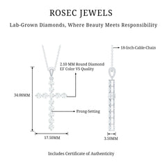 Certified Lab Grown Diamond Christian Cross Pendant