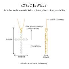 Certified Lab Grown Diamond Christian Cross Pendant