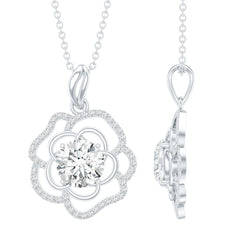 2 Carat Lab Grown Diamond Flower Pendant Necklace