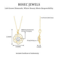 2 Carat Lab Grown Diamond Flower Pendant Necklace