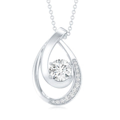 6 MM Round Lab Grown Diamond Teardrop Necklace for Women