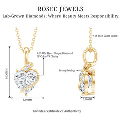 8 MM Lab Grown Diamond Heart Solitaire Necklace