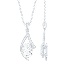 6X8 MM Oval Lab Grown Diamond Solitaire Necklace