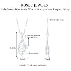 6X8 MM Oval Lab Grown Diamond Solitaire Necklace