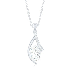 6X8 MM Oval Lab Grown Diamond Solitaire Necklace
