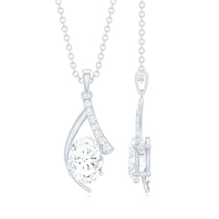 6X8 MM Oval Lab Grown Diamond Solitaire Necklace