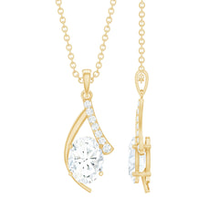 6X8 MM Oval Lab Grown Diamond Solitaire Necklace