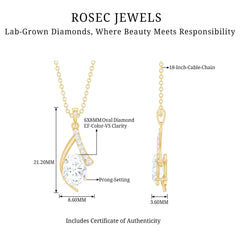 6X8 MM Oval Lab Grown Diamond Solitaire Necklace
