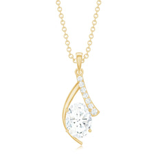 6X8 MM Oval Lab Grown Diamond Solitaire Necklace